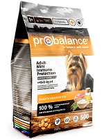 Сухой корм для миниатюрных собак Probalance Immuno Mini, защита иммунитета, 500г