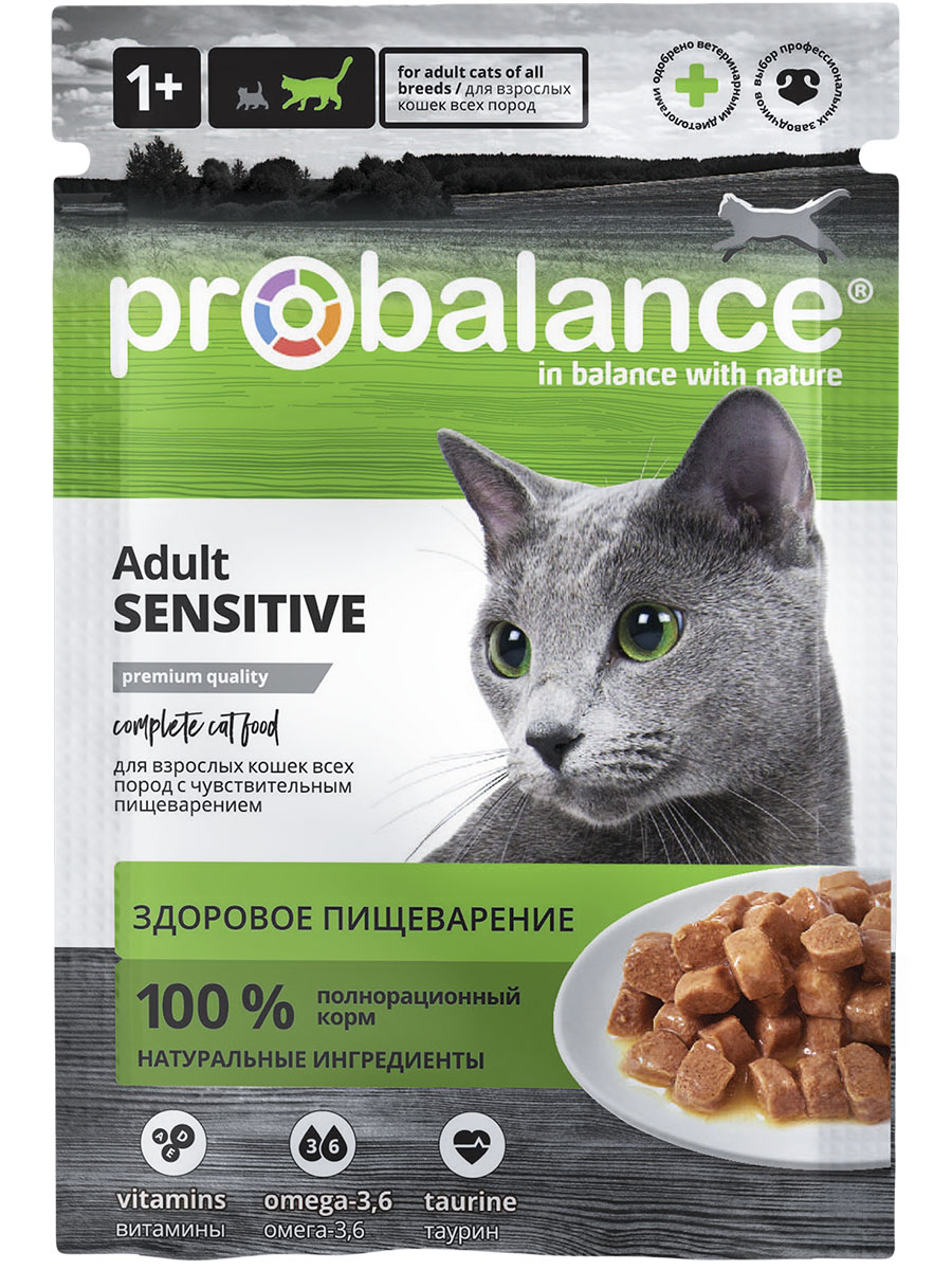 Консервированный корм для кошек Probalance Sensitive, 85г (28шт. в уп.)