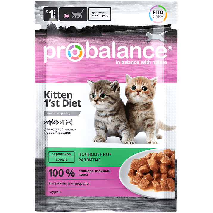 Консервированный корм для котят Probalance Kitten 1`st Diet с кроликом, 85г (25шт. в уп.)