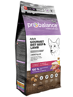 Сухой корм для собак Probalance Gourmet Diet, говядина с ягненком, 12кг
