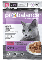 Консервированный корм для кошек Probalance Gourmet Diet с тунцом и лососем в соусе, 85г (28шт. в уп)
