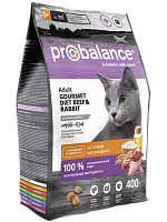 Сухой корм для кошек Probalance Gourmet Diet с говядиной и кроликом, 400г