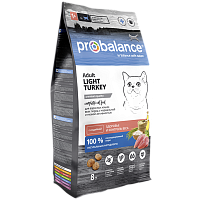 Сухой корм для кошек Probalance Light, контроль веса, с индейкой, 8кг