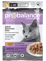 Консервированный корм для кошек Probalance Gourmet Diet, телятина и кролик в желе, 85г (28шт. в уп)