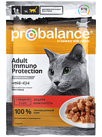 Консервированный корм для кошек Probalance Immuno, защита иммунитета, с говядиной, 85г (25шт. в уп.)